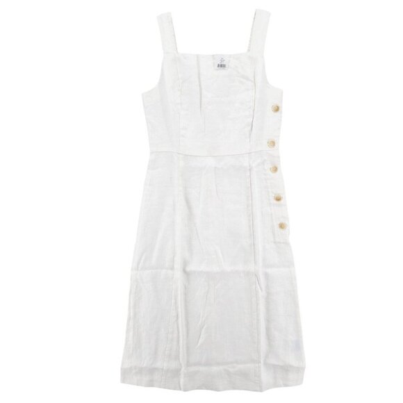 NEW J. McLaughlin White 100% Linen Dress Sleeveless Square Neck Button Detail NEW J. McLaughlin White 100% Linen Dress Sleeveless Square Neck Button Detail
